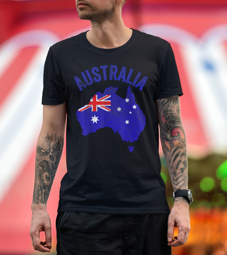 Australia Map Flag Design for Australia Day T-Shirt