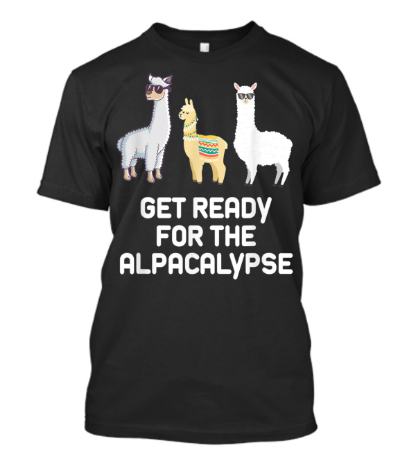 Get Ready For The Alpacalypse Funny Alpaca Pun With Sunglasses And Patterned Scarves T-Shirt