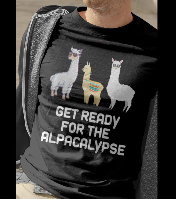 Get Ready For The Alpacalypse Funny Alpaca Pun With Sunglasses And Patterned Scarves T-Shirt