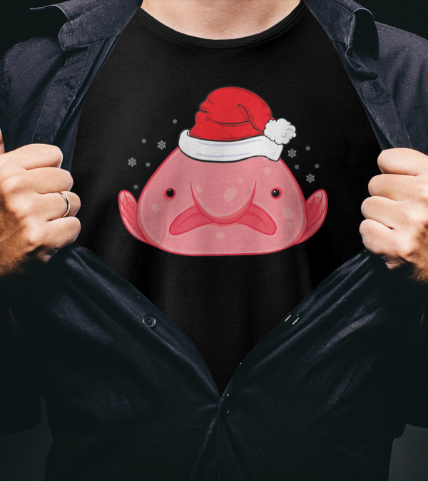Blobfish Wearing Santa Hat With Cute Expression T-Shirt