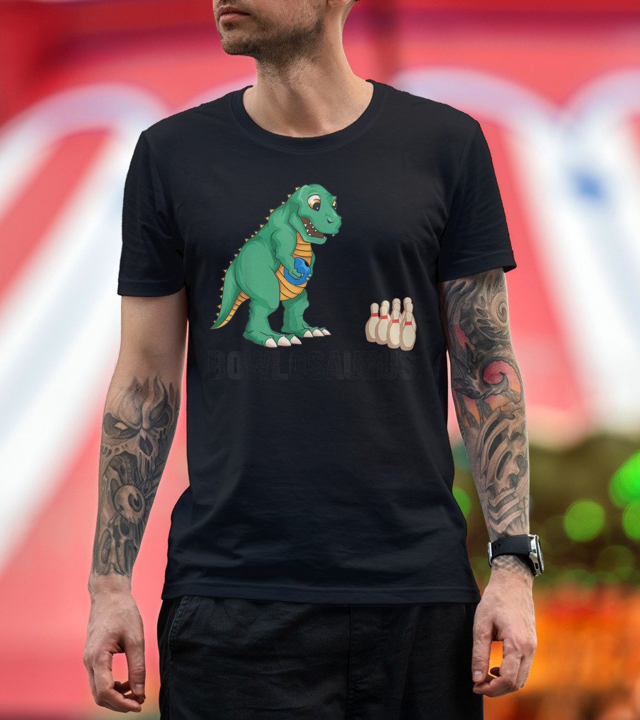 Bowlosaurus Funny Cool Dino Bowling Sports T-Shirt