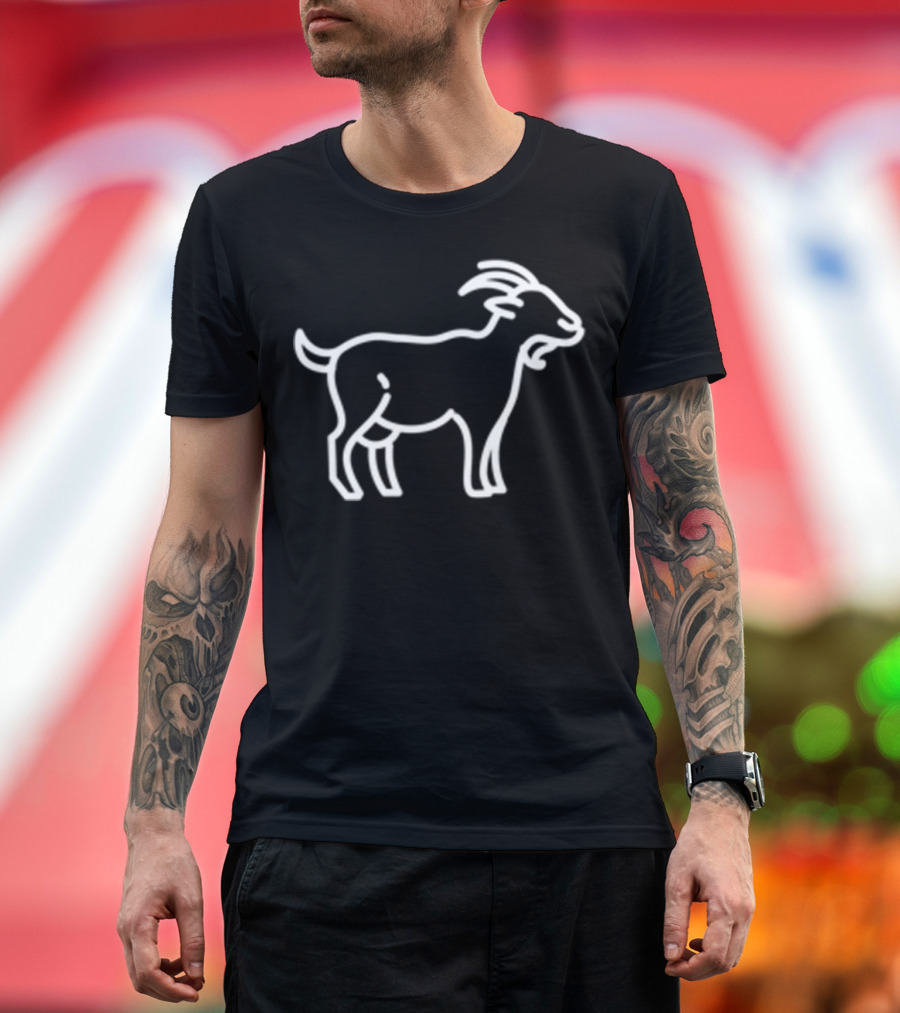 GOAT Line Art Animal Icon Badge Patch Outline T-Shirt