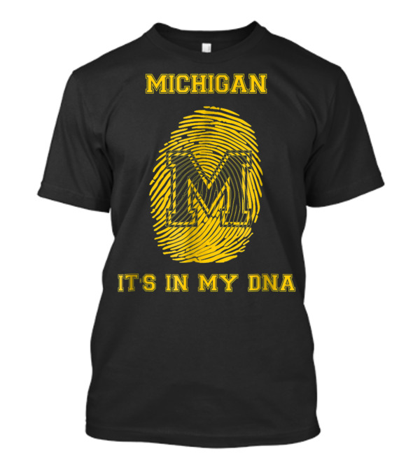 Michigan It's In My DNA Fingerprint University Font T-Shirt
