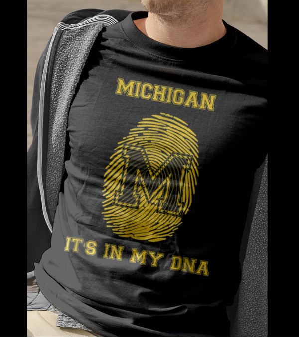Michigan It's In My DNA Fingerprint University Font T-Shirt