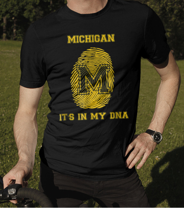 Michigan It's In My DNA Fingerprint University Font T-Shirt