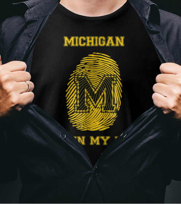 Michigan It's In My DNA Fingerprint University Font T-Shirt