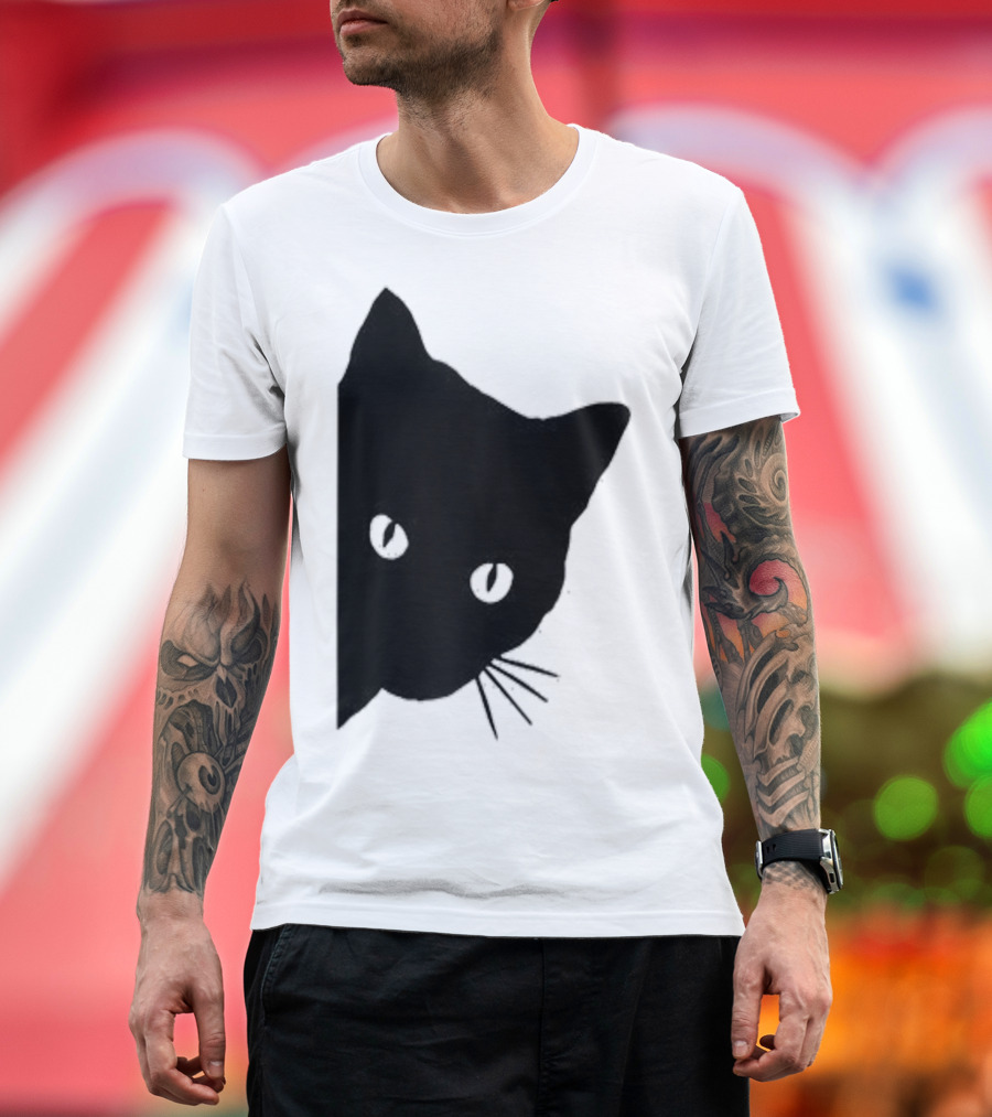 Peeping Black Cat Peeking Kitten T-Shirt