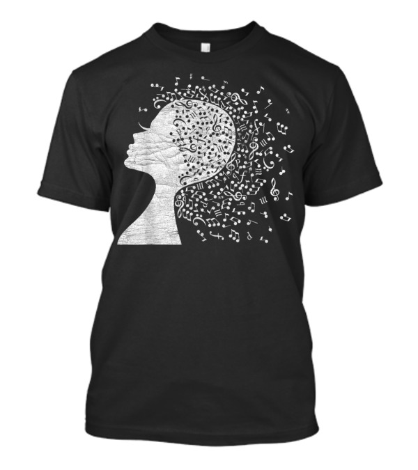 I May Be Old But At Least My Music Doesn't With Musical Notes Flowing From Face T-Shirt