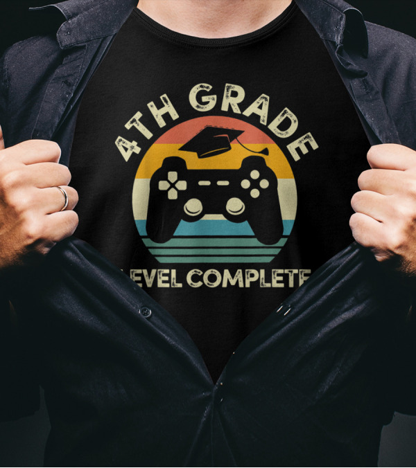 4th Grade Level Complete Video Game Graduation T-Shirt