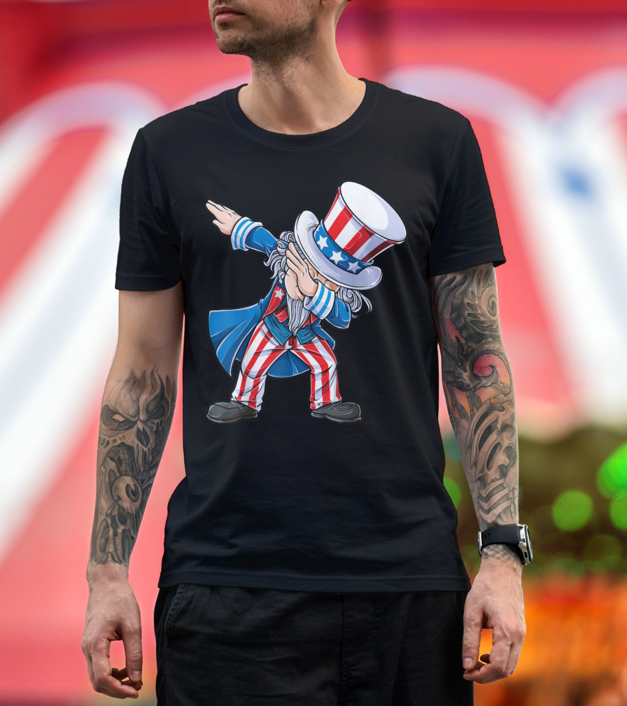 4Th of July Dabbing Uncle Sam American Flag Dance T-Shirt