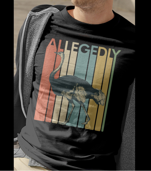 Allegedly Vintage Striped Ostrich Flightless Bird Lover T-Shirt