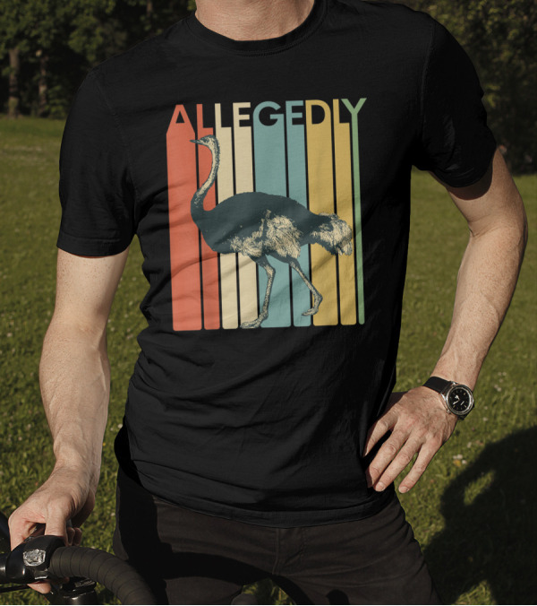 Allegedly Vintage Striped Ostrich Flightless Bird Lover T-Shirt