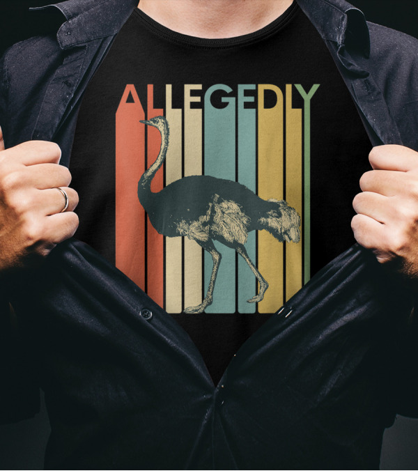 Allegedly Vintage Striped Ostrich Flightless Bird Lover T-Shirt