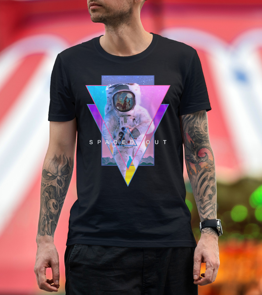 Spaced Out Astronaut Vaporwave Aesthetic Triangles T-Shirt