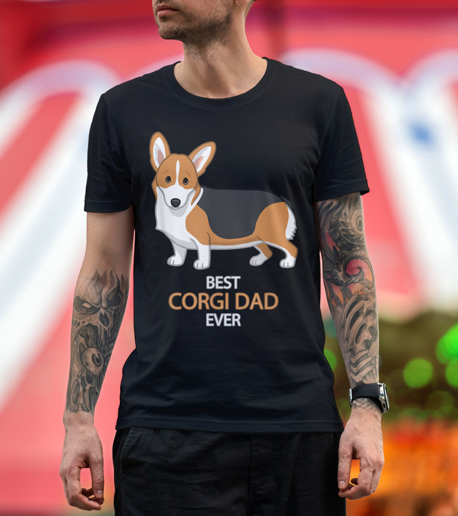 BEST CORGI DAD EVER CUTE RED TRICOLOR PEMBROKE T-Shirt