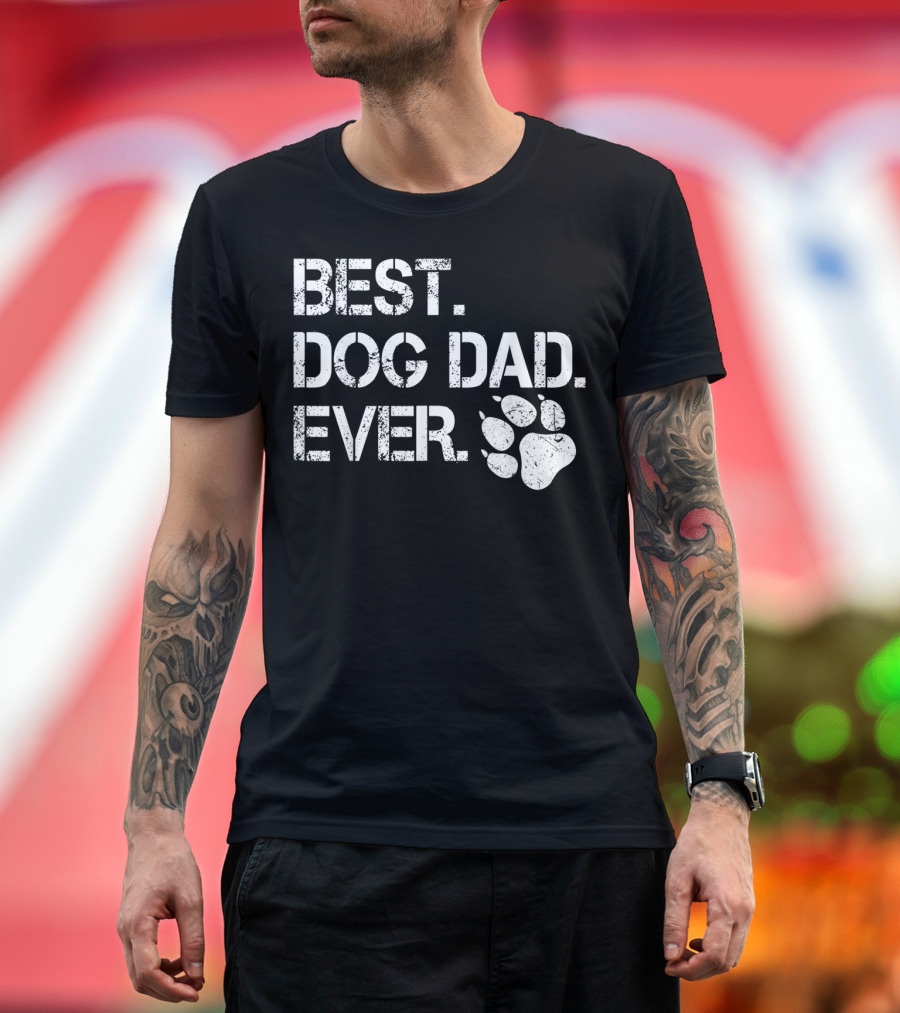 BEST DOG DAD EVER Paw Prints T-Shirt
