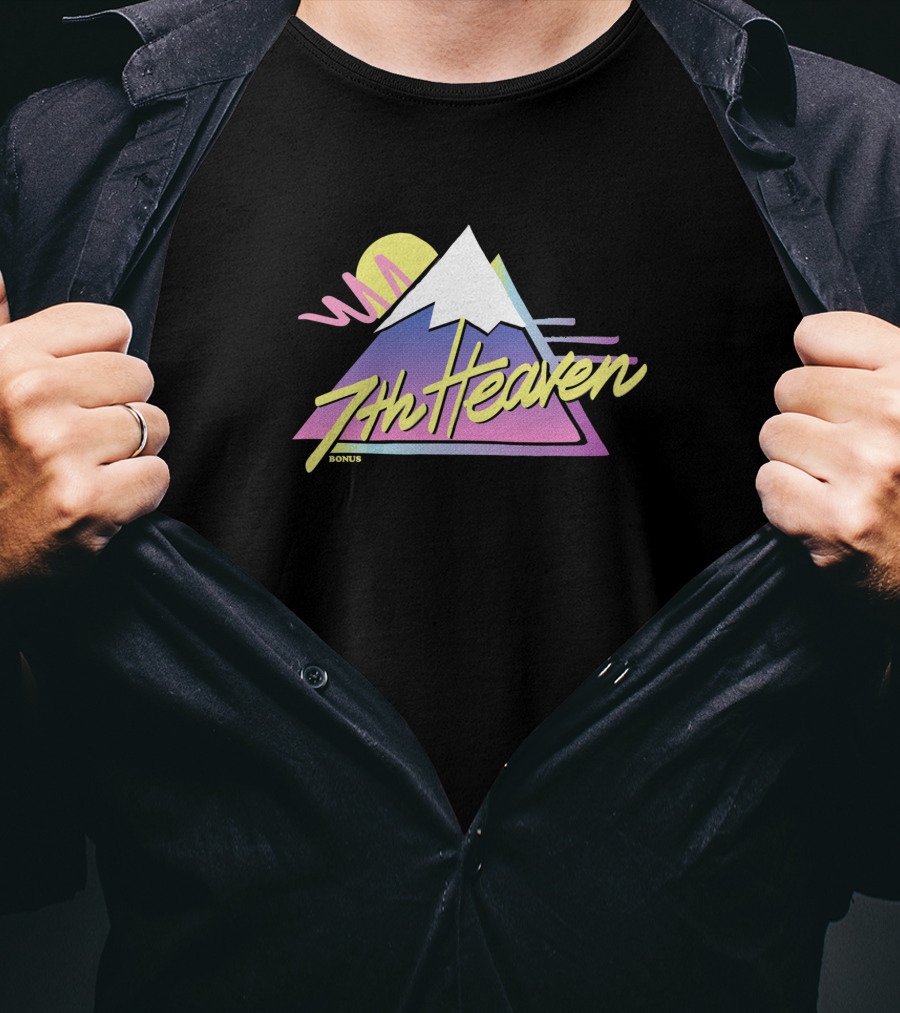 7th Heaven Retro Mountain Sunset Aesthetic Bonus T-Shirt