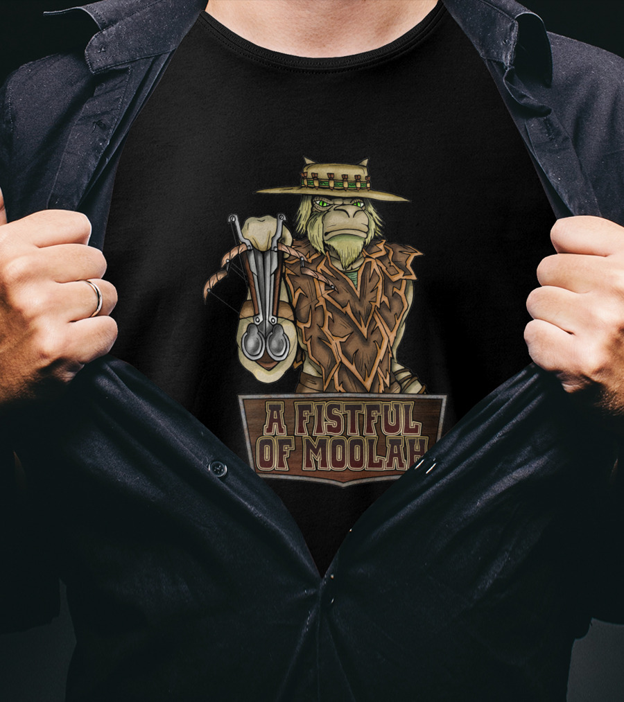 A Fistful Of Moolah Creature Holding Moneybags In Cowboy Hat And Poncho T-Shirt