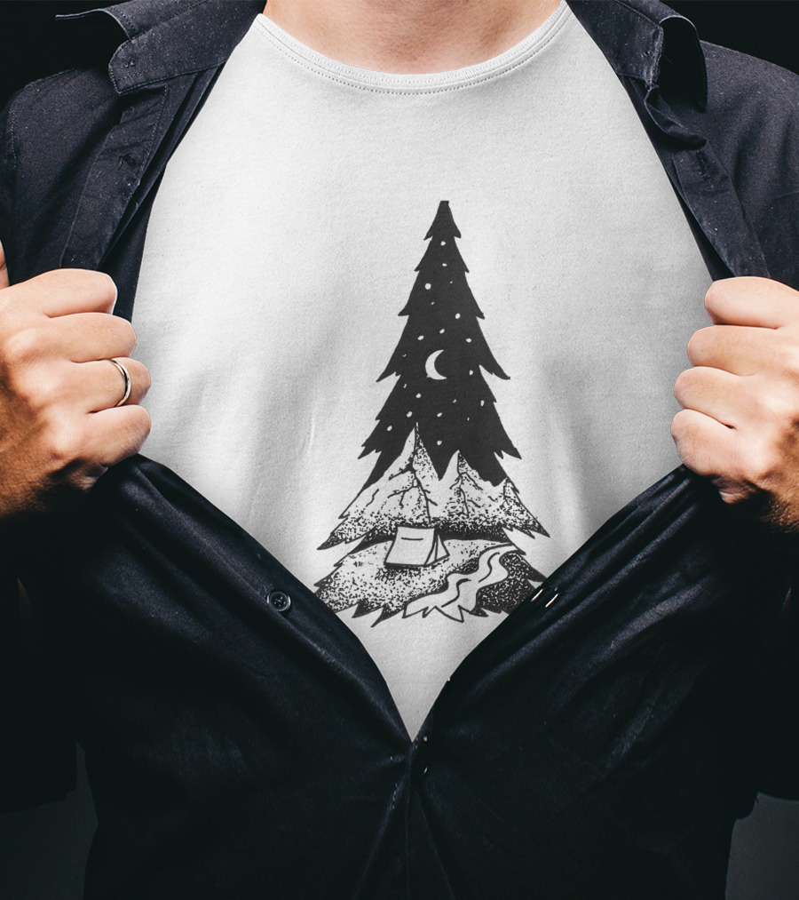 Adventurer 23651 Night Sky And Forest Camping Scene T-Shirt