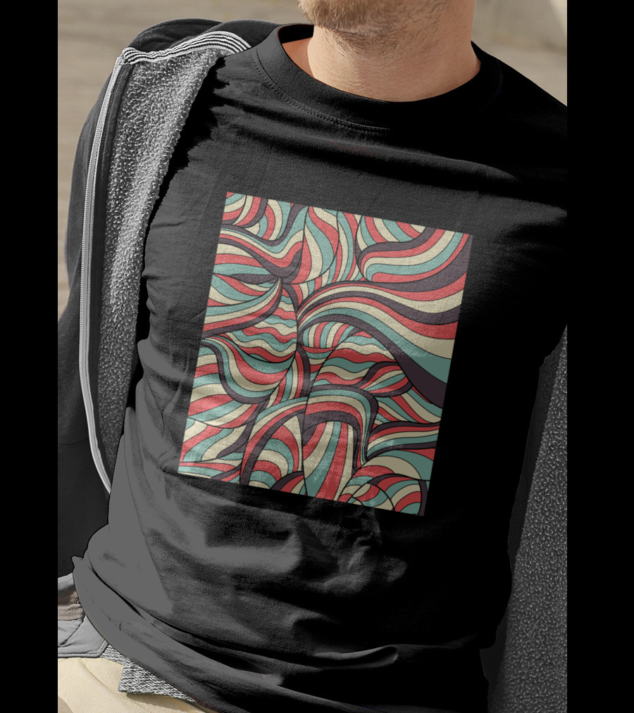 African Waves No16 503288 Bold Vibrant Swirls T-Shirt