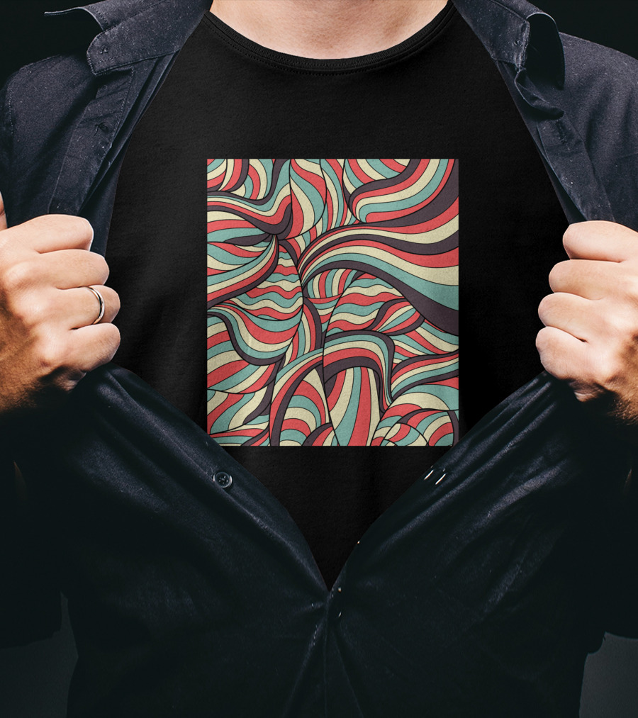 African Waves No16 503288 Bold Vibrant Swirls T-Shirt
