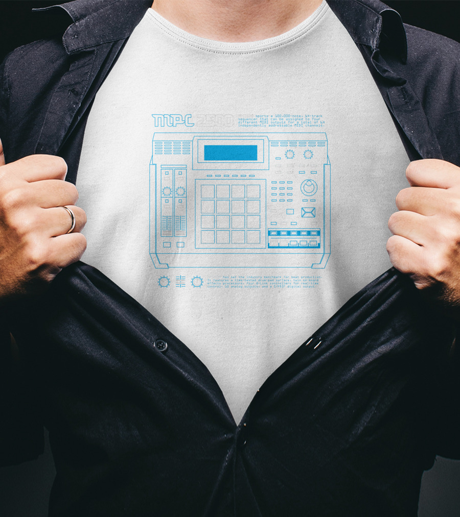 MPC 2500 Akai Drum Machine Blueprint Music Production 143143 T-Shirt