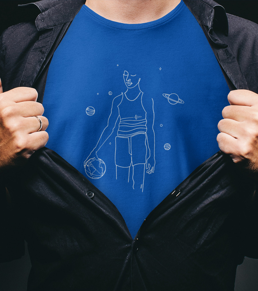 All Star Game 1152888 Planetary Basketball Line T-Shirt