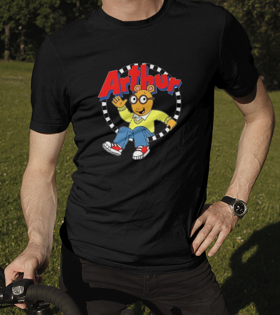 Arthur Retro Kids TV Character In Classic Outfit With Checkerboard Circle T-Shirt