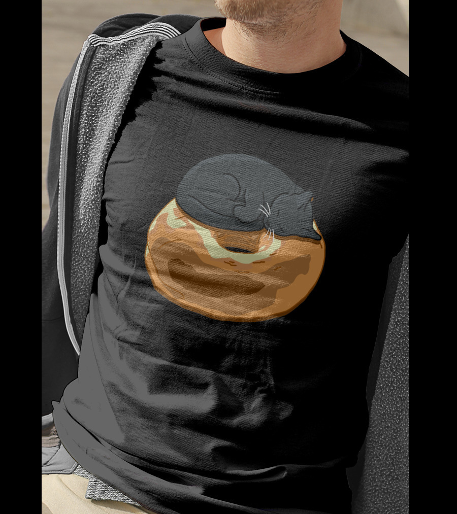 Bagel Cat Black Sleeping On Bagel 1230319 T-Shirt