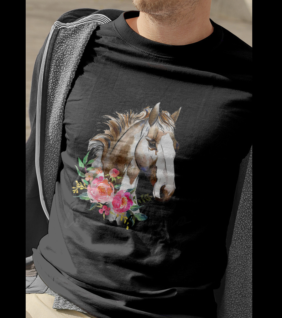 I'm Just A Girl Who Loves Horses Floral Horse T-Shirt
