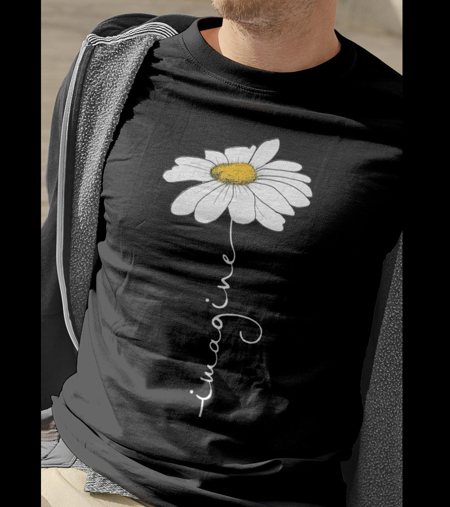 Imagine Flower Daisy Text T-Shirt