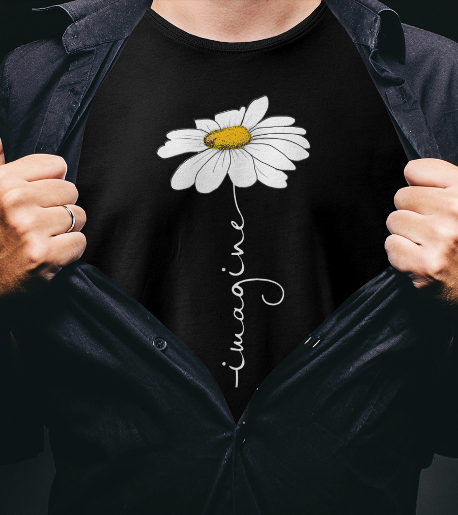 Imagine Flower Daisy Text T-Shirt