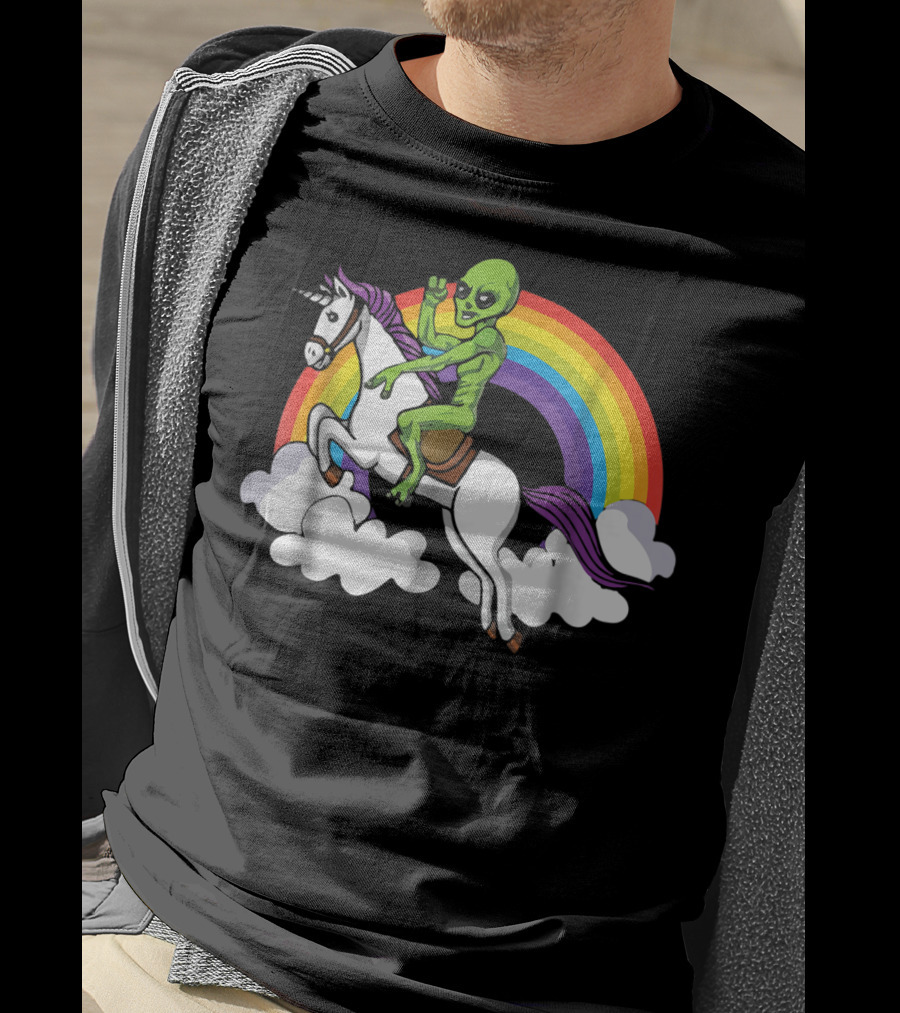 Alien Riding Unicorn T-Shirt