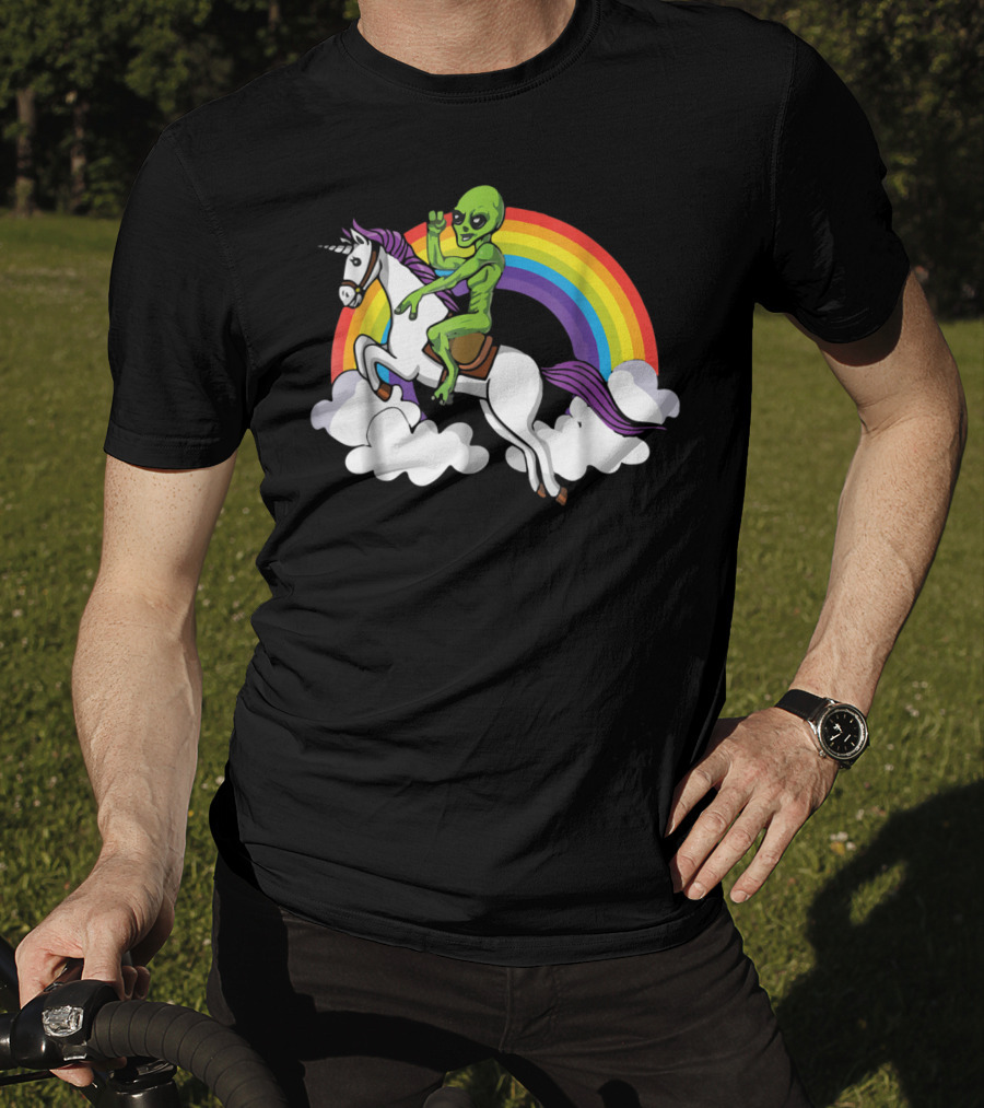 Alien Riding Unicorn T-Shirt