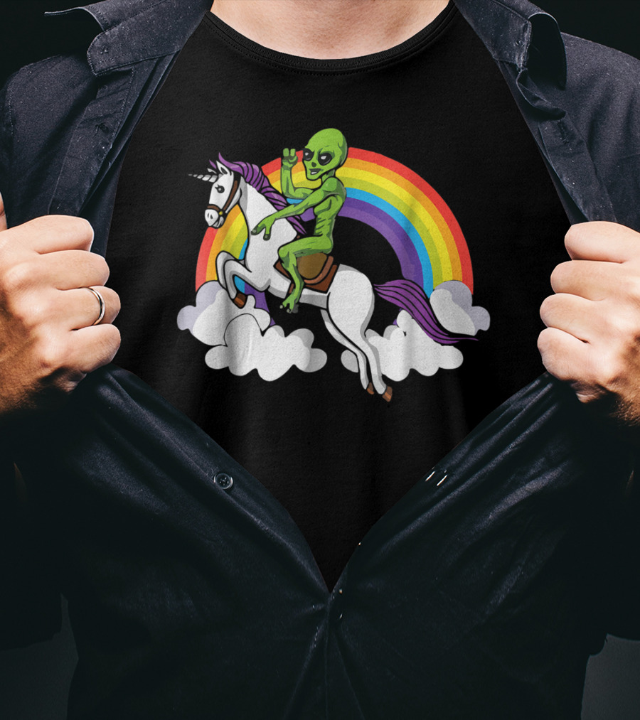 Alien Riding Unicorn T-Shirt