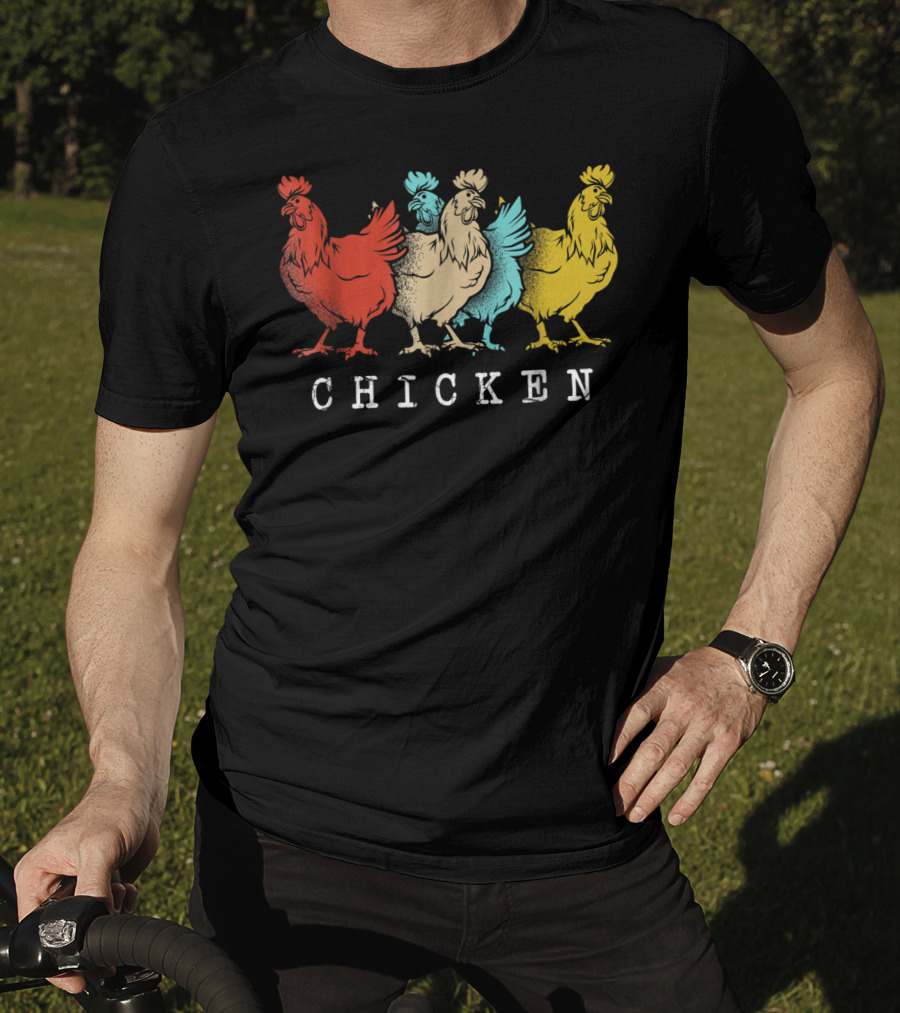 Chicken Vintage Funny Farm Poultry Farmer Rooster Retro Colorful T-Shirt