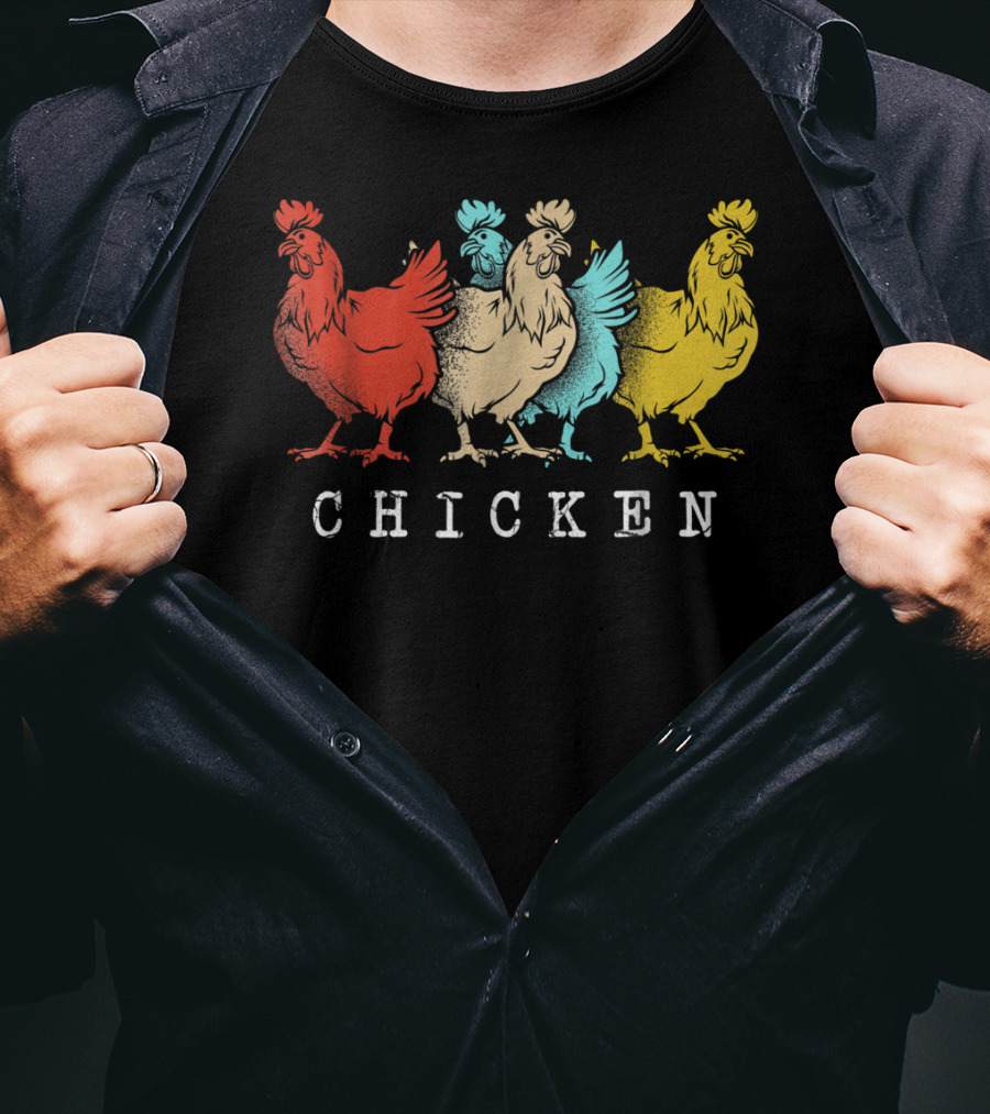 Chicken Vintage Funny Farm Poultry Farmer Rooster Retro Colorful T-Shirt
