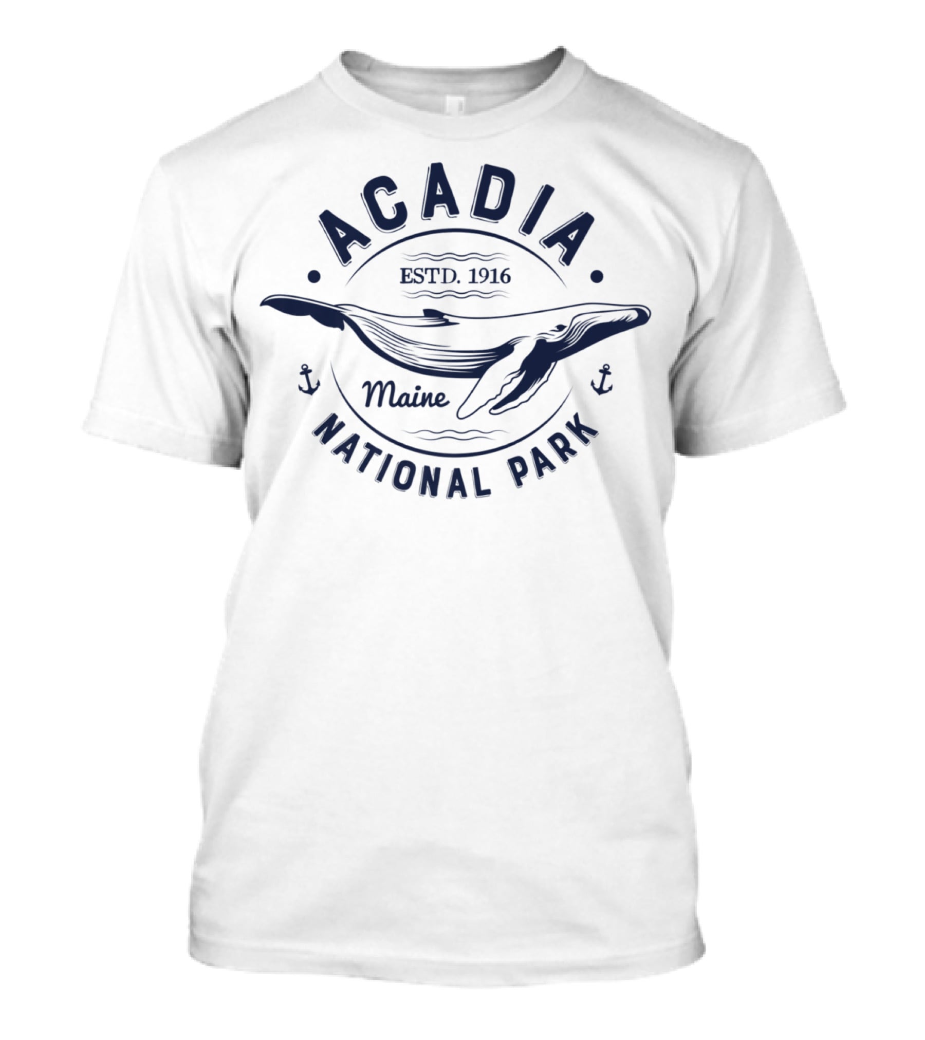 Acadia National Park Maine Estd 1916 Vintage Whale T-Shirt