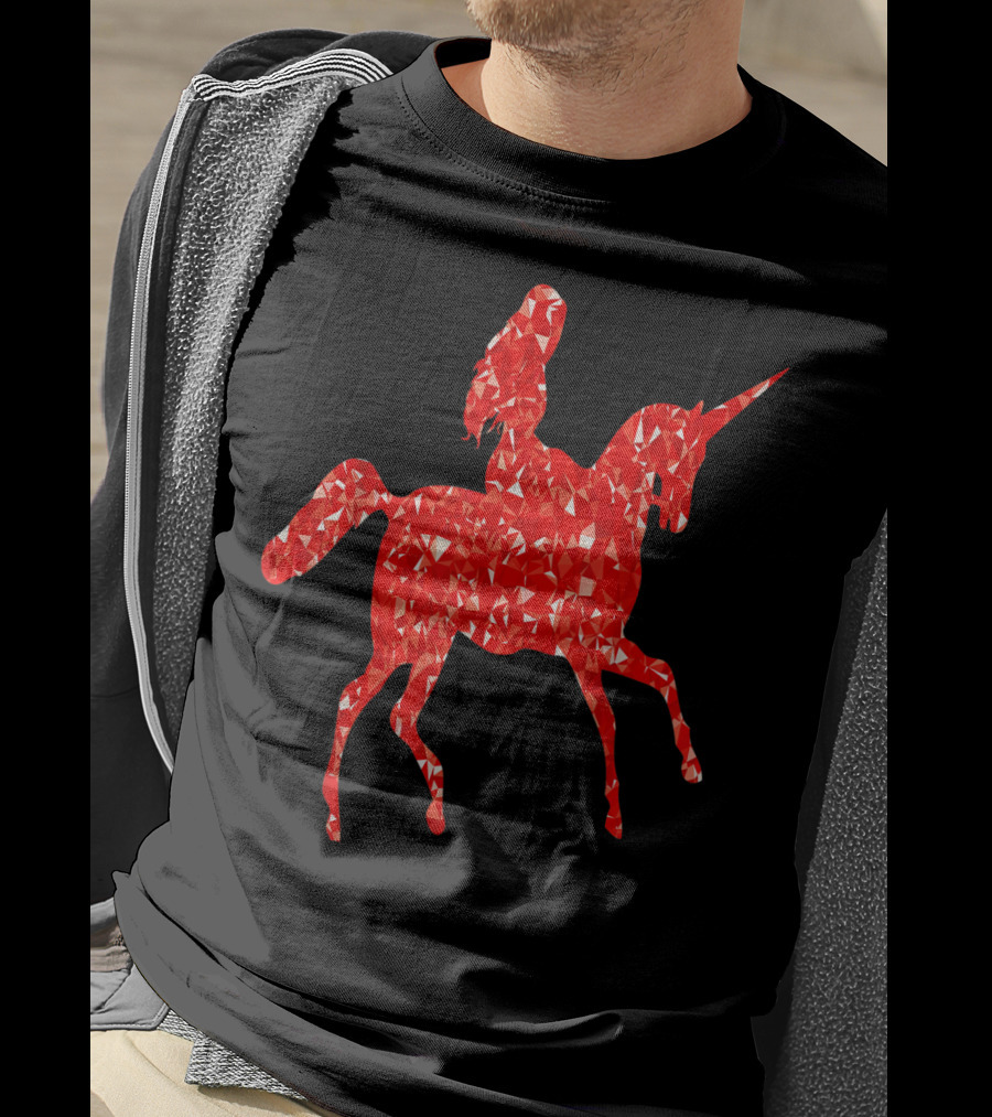 Animal Unicorn Sapphire Red Crystal T-Shirt
