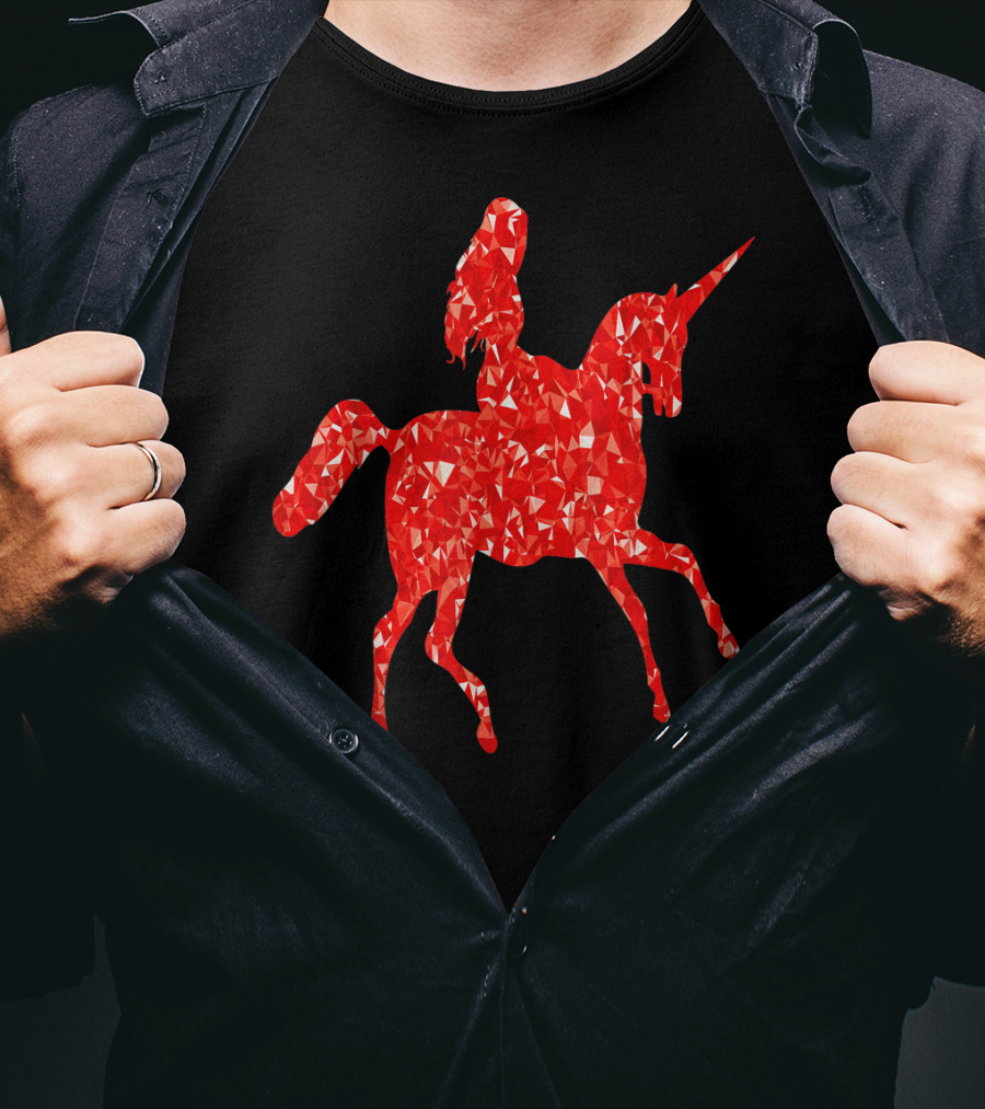 Animal Unicorn Sapphire Red Crystal T-Shirt