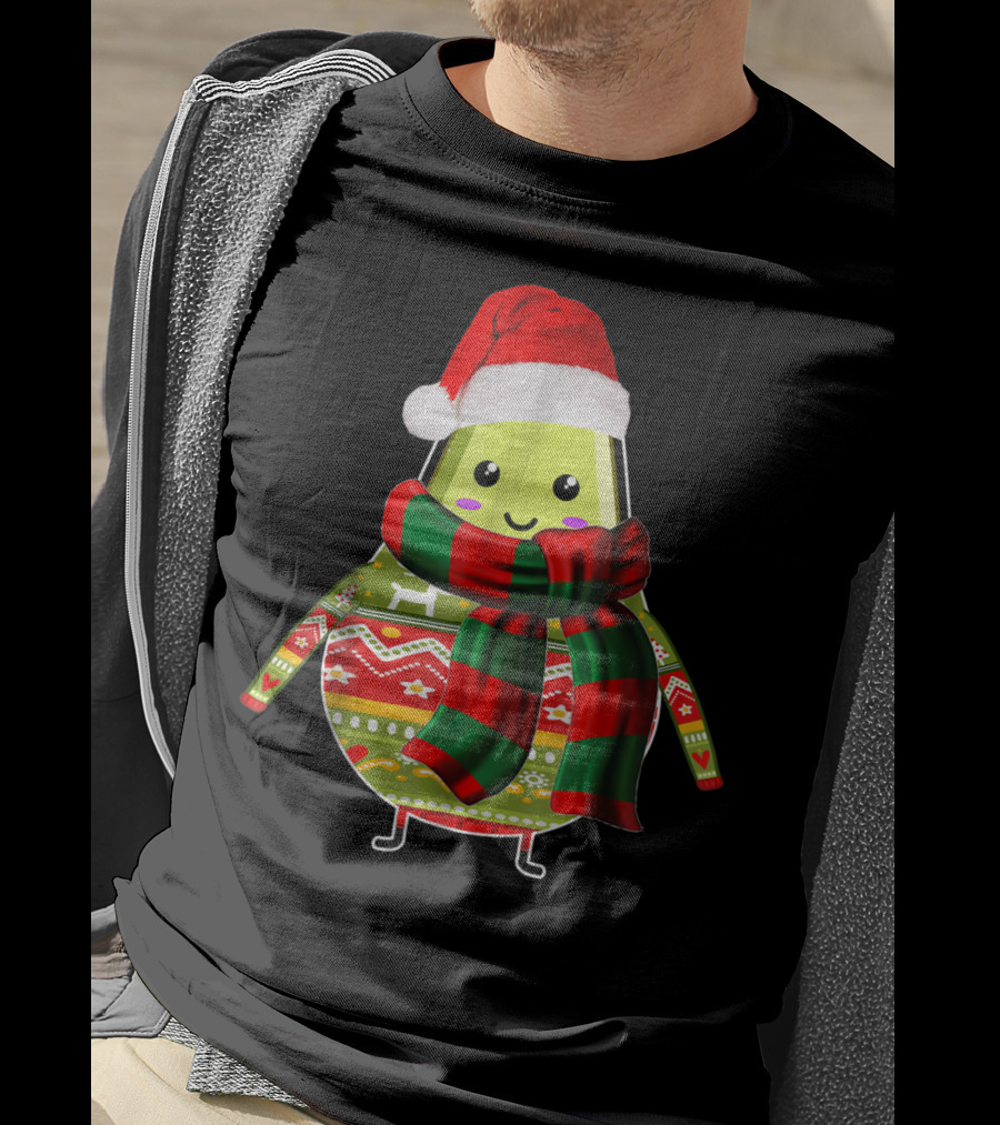 Avocado Ugly Christmas Cool Fruit Lover Santa Hat Holiday T-Shirt