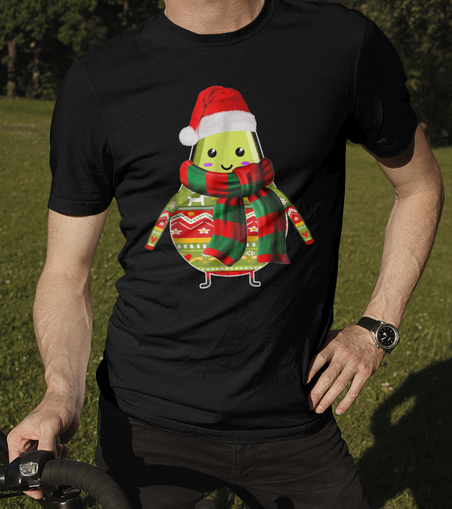 Avocado Ugly Christmas Cool Fruit Lover Santa Hat Holiday T-Shirt