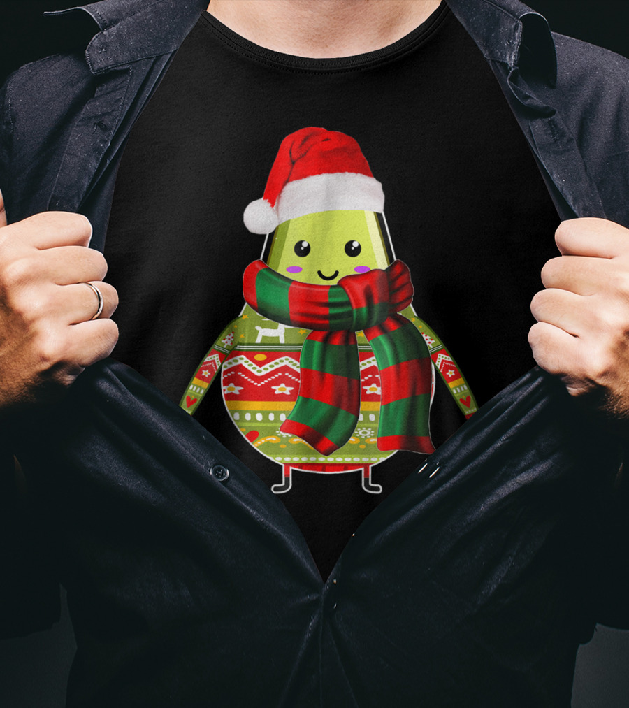 Avocado Ugly Christmas Cool Fruit Lover Santa Hat Holiday T-Shirt