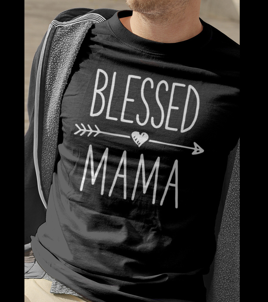 Blessed Mama Arrow Heart Mother Moms Mommy Grandma T-Shirt