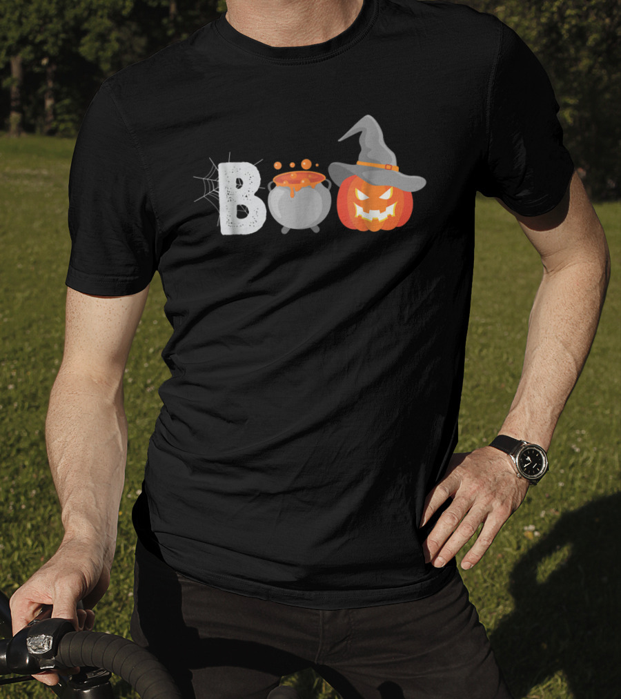 Boo To You Funny Halloween Pumpkin Witch Hat Cauldron T-Shirt