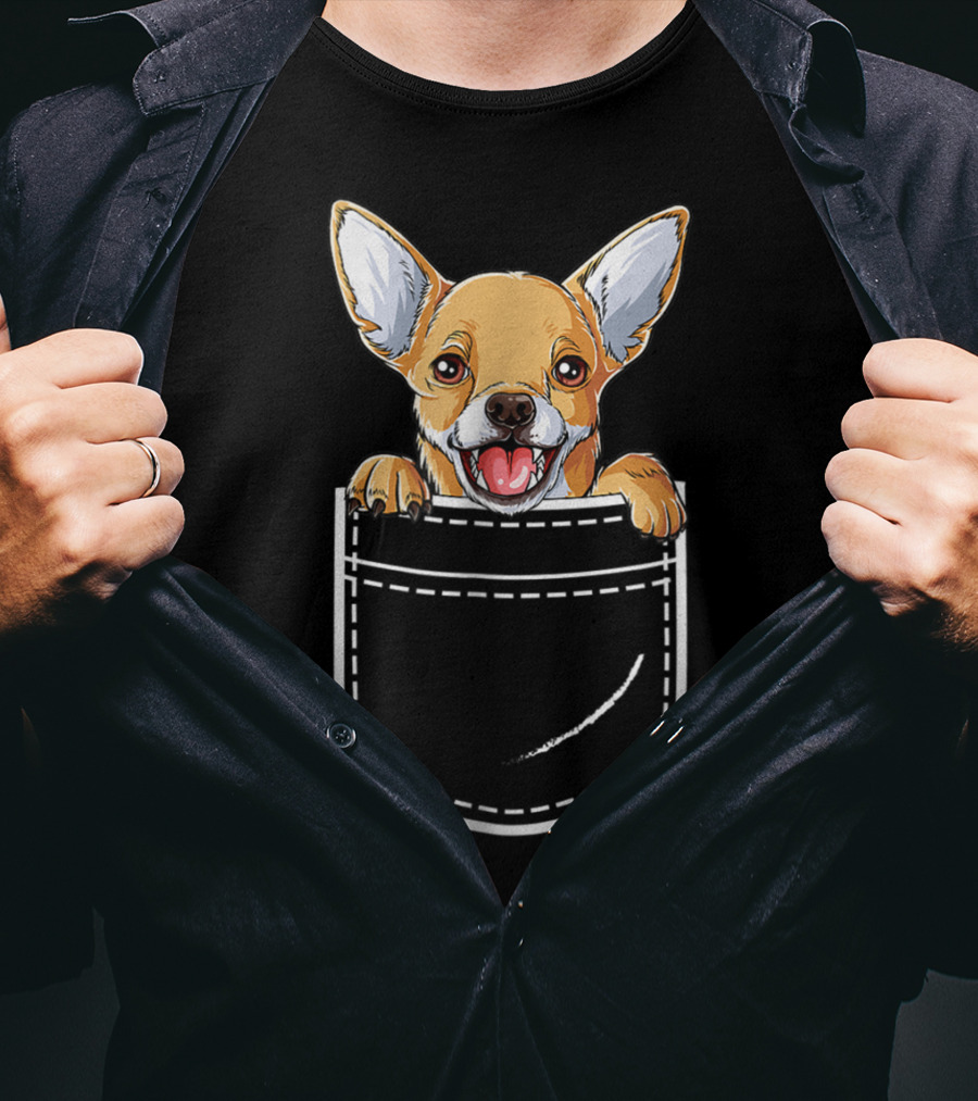 Chihuahua Dog Puppy In Your Front Pocket Women3 T-Shirt