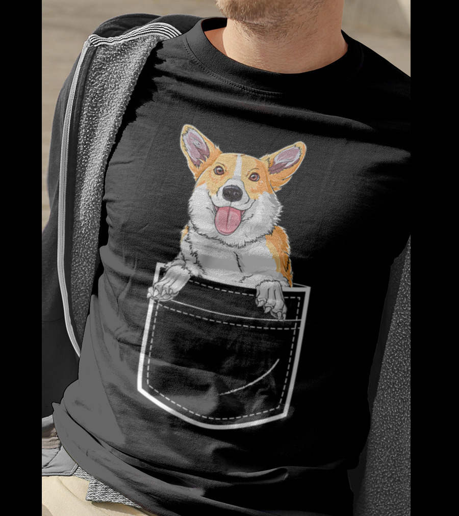Corgi Puppy In Your Front Pocket For Men T-Shirt