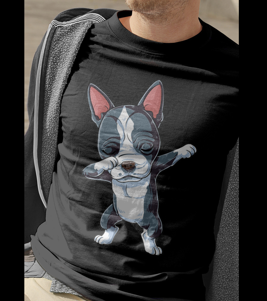Dabbing Boston Terrier Boys Kids Dog Lover Dab T-Shirt
