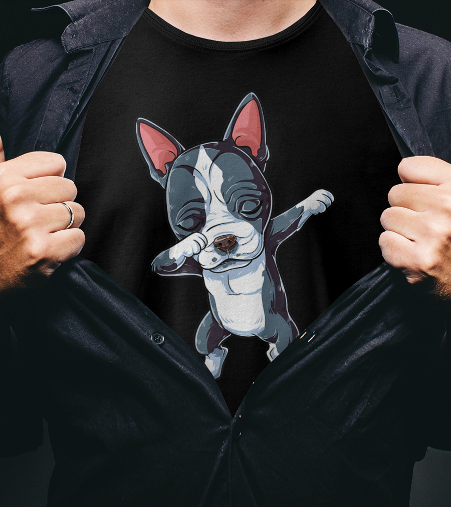 Dabbing Boston Terrier Boys Kids Dog Lover Dab T-Shirt