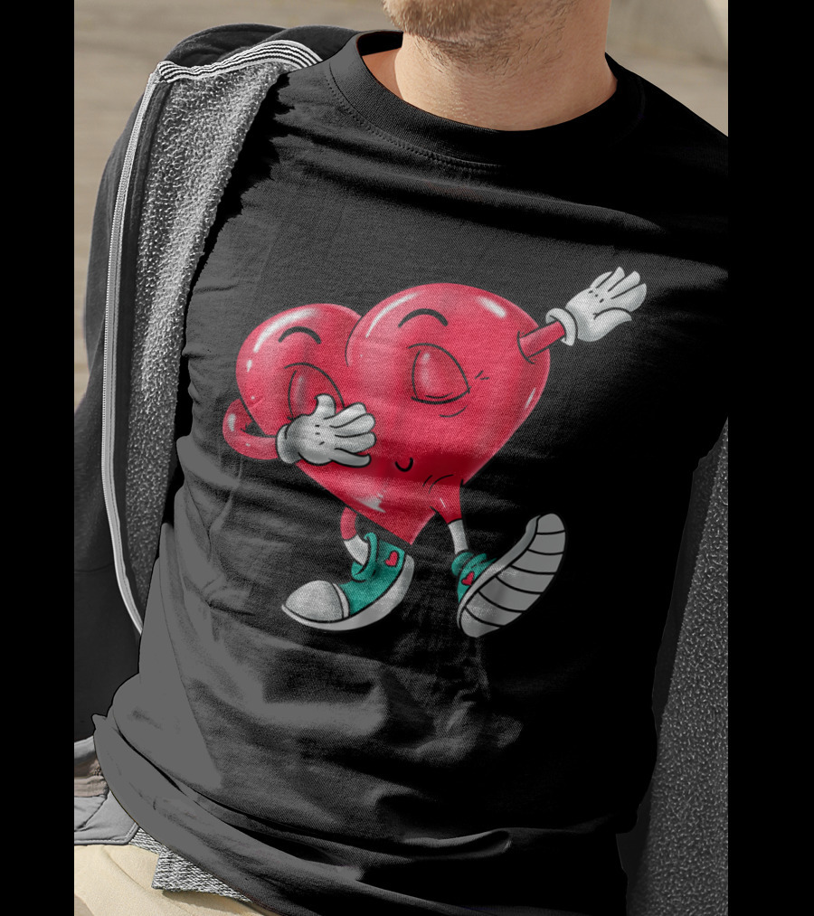 Dabbing Heart Valentine Kids Boys Love Day T-Shirt